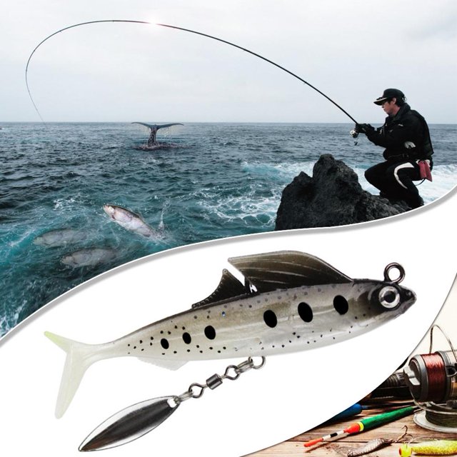 3D Eyes Soft Lure Jig Head Cebo de pesca artificial con lentejuelas (gris)