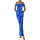 thumbnail image 3 of Vestido PRETTYGARDEN 2025 Verano Hombros Descubiertos Fruncido Azul L, 3 of 5