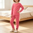 thumbnail image 5 of Fancifize Girls Boys Ribbed Lounge Sets Casual Long Sleeve Shirts Straight Leg Pants 2 Piece Loungewear Outfits, 5 of 6