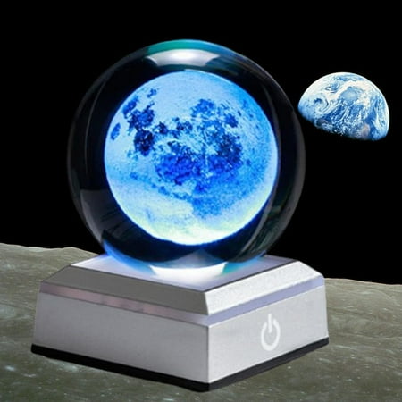 

3D Crystal Ball Moon Night Light With 6 Color Led Lamp Touch Base Galaxy Moon Planet Bedroom Home Decor For Teacher Friends Family