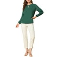 thumbnail image 2 of INSPIRE CHIC Women's Chiffon Blouse Keyhole Neck Patchwork Sleeve Elegant Work Top 3XL Dark Green, 2 of 8