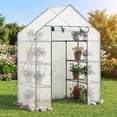 thumbnail image 4 of Costway New Portable Mini 8 Shelves Walk In Greenhouse Outdoor 4 Tier Green House White, 4 of 9