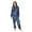 Deep Blue Flower, variant on 1 Piece Adult Onesie Pajamas Cozy & Loose-Fit Sleepsuit Loungewear with Pockets Squares and Ginkgo Leaves Pattern X-Small