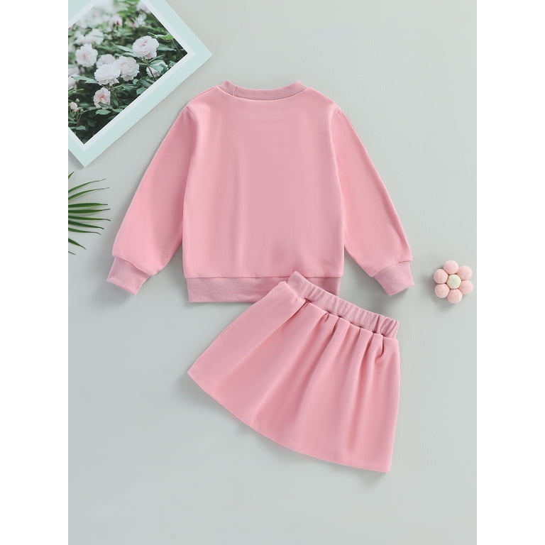 Bagilaanoe 2Pcs Toddler Baby Girl Skirt Set Pink Long Sleeve Bagilaanoe 2Pcs Toddler Baby Girl Skirt Set Pink Long Sleeve