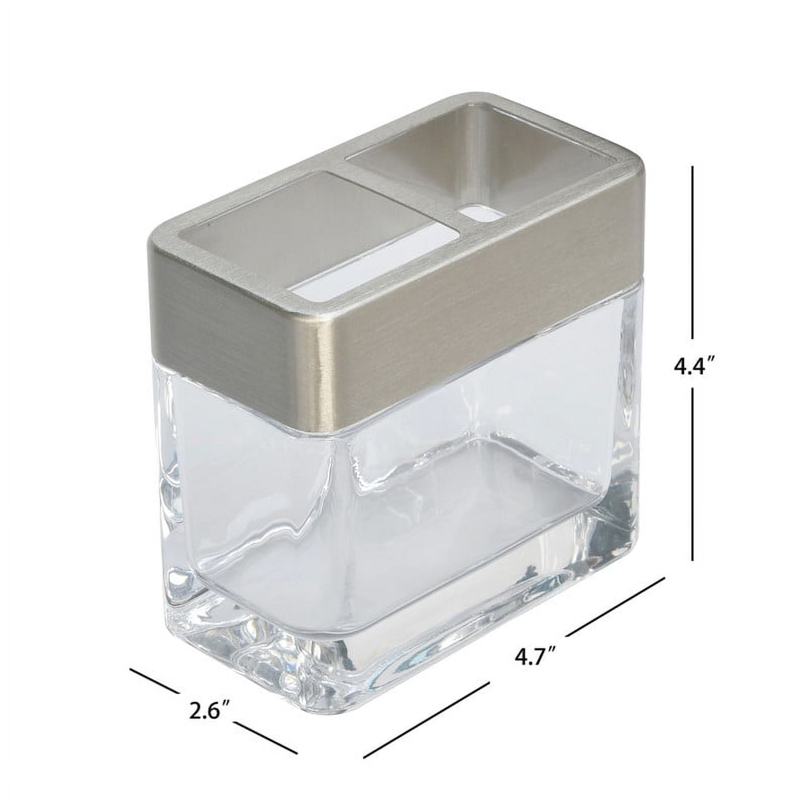 Better Homes & Gardens Metal and Glass Toothbrush Holder, Clear with Silver Accent