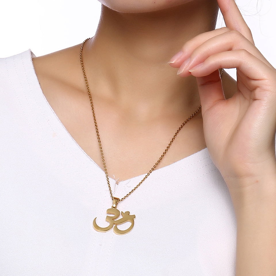 Chicfine Aum Om Pendant Necklace Gold Stainless Steel Chain Womens Girl Jewelry Other