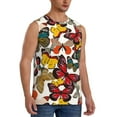 thumbnail image 2 of Uemuo Retro Floral Butterfly Pattern Men's Sleeveless T-Shirt,Muscle Athletic Tank Top, Moisture-wicking Quick-dry Breathable Classic Tee Top for Gym Run Outdoor Sports-Medium, 2 of 8