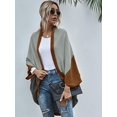 thumbnail image 3 of LinYooLi Women's Chunky Cardigan Fall Oversized Open Front Color Block Batwing Long Sleeve Knit Sweaters Cardigan Wrap, 3 of 5