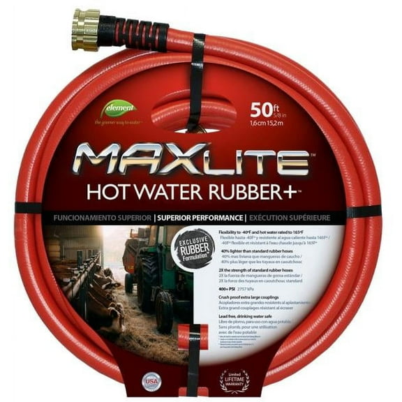 Swan Element MaxLite 0.625 in x 50 ft Heavy Duty Hot Water Rubber Garden Hose