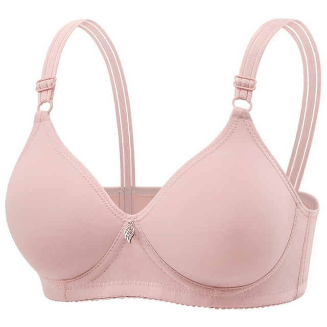 WZXFASHION Women Sexy Lace Back Button Shaping Cup Adjustable Shoulder Strap Large Size Underwire Bra Bra Pink 85B