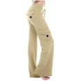 thumbnail image 2 of Women's Wide Leg Yoga Pants High Waisted Cargo Flare Lounge Pants Plus Size Stretch Bootcut Sweatpants with Pockets, 2 of 7
