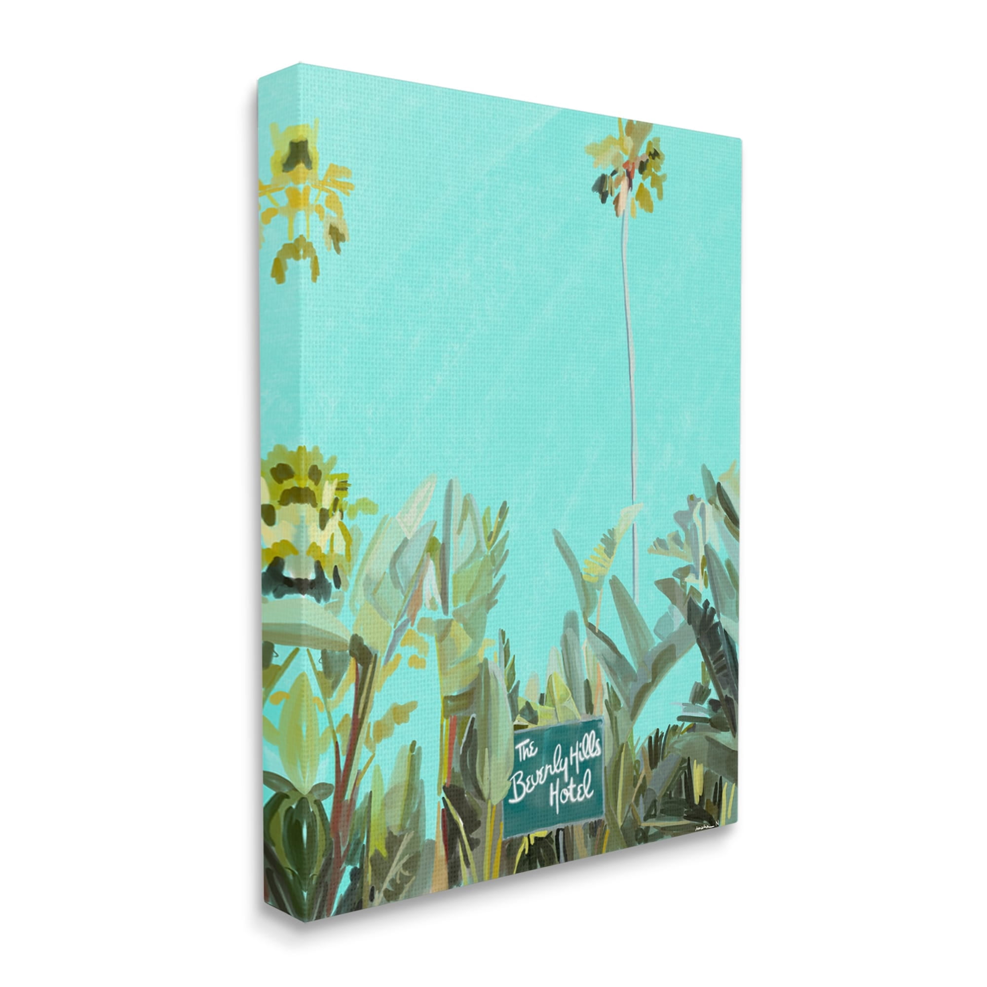 Stupell Industries Beverly Hills Hotel Tropical Palms Coastal Painting Gallery Wrapped Canvas Print Wall Art