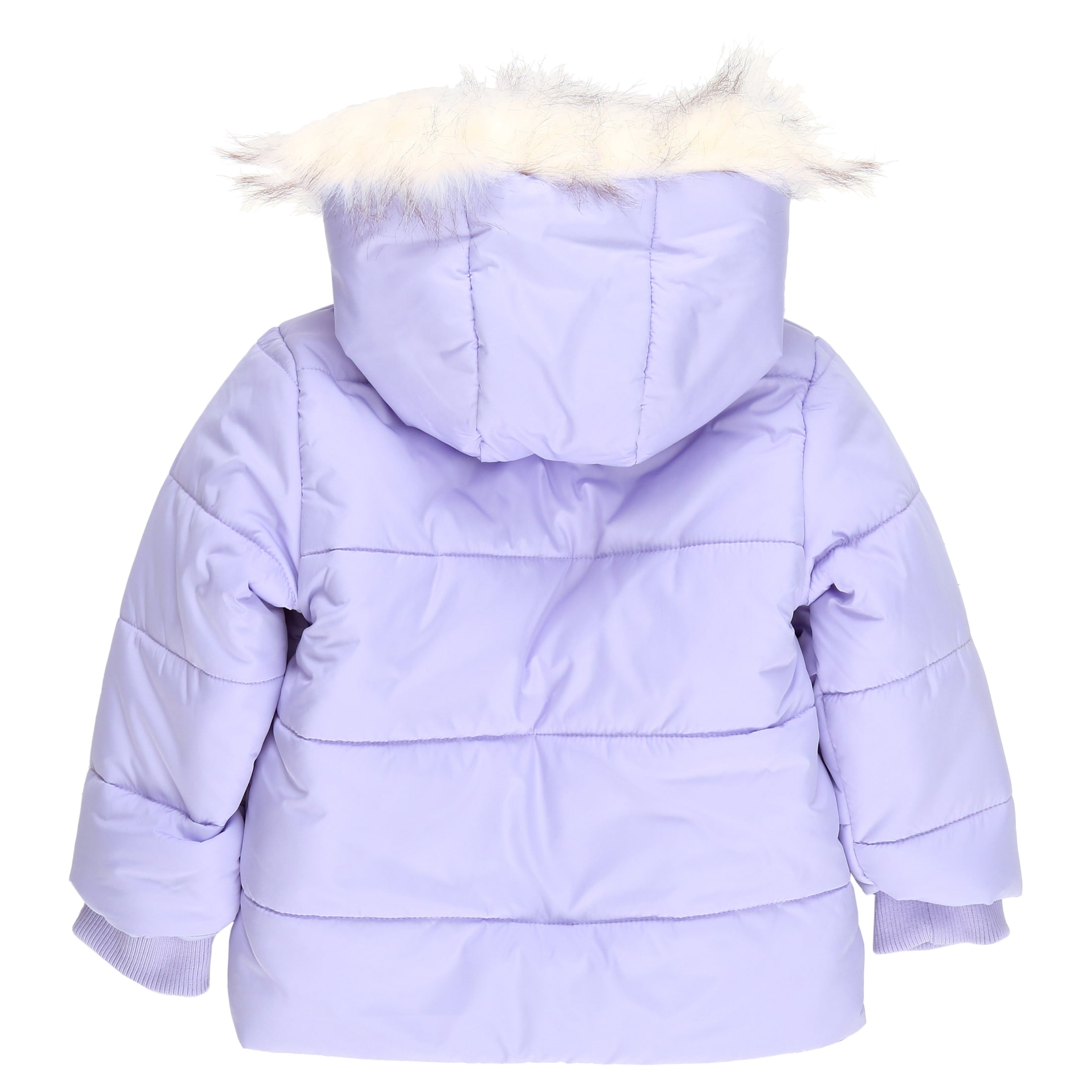 BHip Girls’ Puffer Coat with Faux Fur Trim Hood, Sizes 4-16