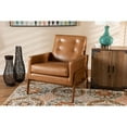thumbnail image 5 of Perris Mid-Century Modern Tan Faux Leather Upholstered and Walnut Brown Finished Wood Lounge Chair, 5 of 5