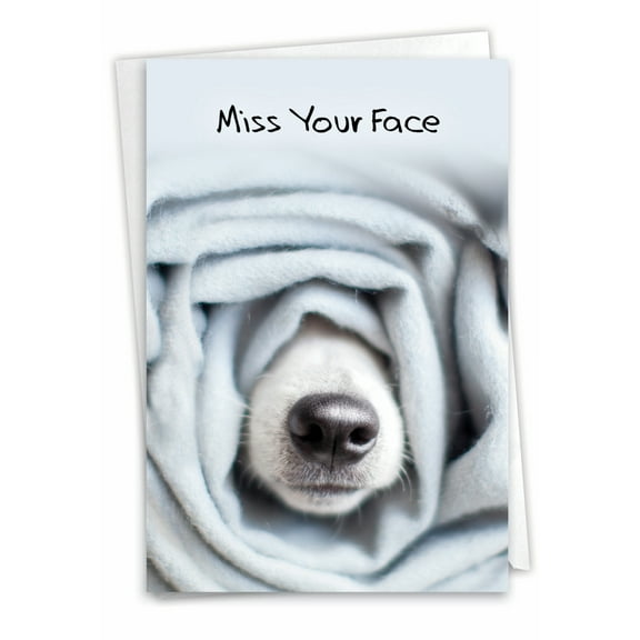 NobleWorks - 1 Miss You Greeting Card - Animal Pet Pooch Cover, Nose Smell - Dog Gone Roll C9265AMYG SF1