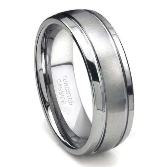 Andrea Jewelers Tungsten Carbide Newport Double Groove Dome Wedding Band Ring Sz 11.0