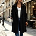 thumbnail image 2 of Staron Winter Coats for Women Wool Blend Pea Coat Collared Long Sleeve Button Down Casual Loose Fall Jacket Black XXL, 2 of 7