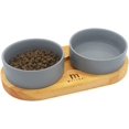 thumbnail image 1 of Dine In Style: Small Dog Bowls With Stand, Dishwasher Microwave Safe Ceramic Dog Bowl Set For Non-Slip Wooden Stand And Easy To Clean Ceramic, 1 of 5