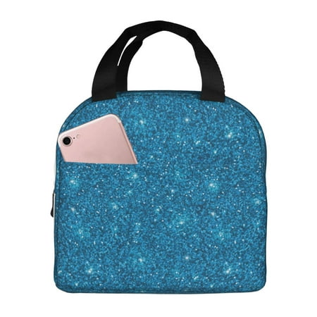 Insulated Lunch Bag for Women Men - lightning Blue Glitter print Leakproof Cooler Lunch Box for Women Men  Lunch Tote Bags for Work School Picnic Travel