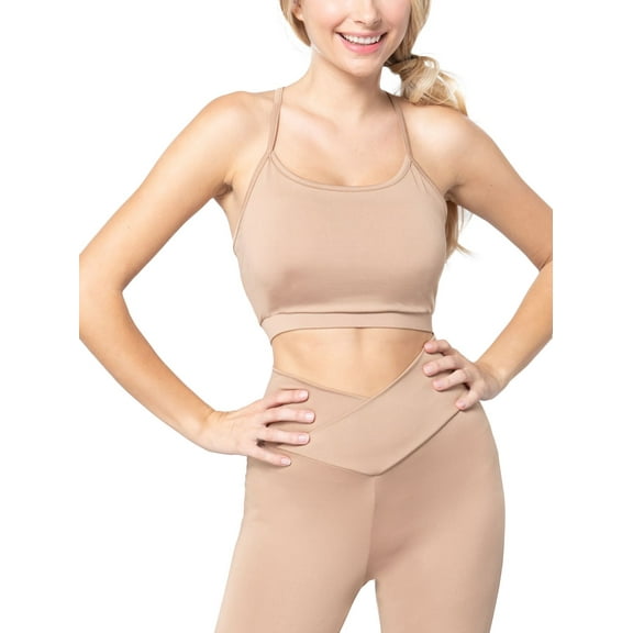 FashionMille Women's Active Cross Back Workout Cami Sports Bra Top