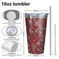 thumbnail image 4 of 16oz Tumblers Red Christmas Snowflake Pattern Stainless Steel Vacuum Insulated Double Wall Travel Tumbler Cups Mug with Lid and Straw,Cleaning Brush for Coffee,Tea, 4 of 4