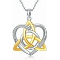 thumbnail image 2 of Natural Diamond Heart Necklace for Women,14K Yellow Gold Plated 925 Sterling Silver Irish Trinity Knot Celtic Pendant Necklaces Mother's Day Birthday Gifts for Mom Wife 18"+2", 2 of 8