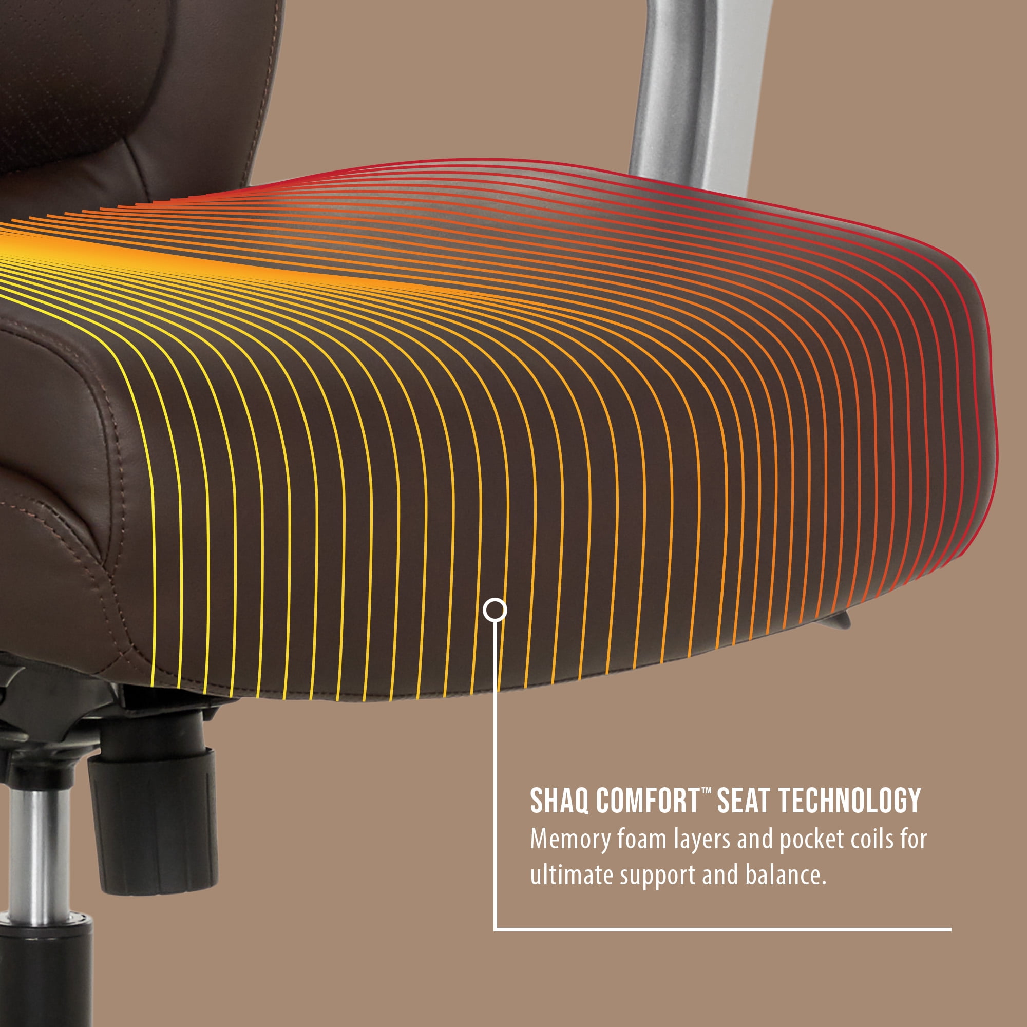 Shaquille O'Neal Rion Ergonomic Heavy-Duty Office Chair, PureSoft Upholstery, High-Back Desk Chair with 400 lb Capacity, Brown