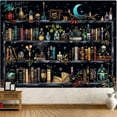 thumbnail image 5 of Magic Bookshelf Tapestry Magical Witchy Potion Dark Hippie Haloween Tapestries Wall Hanging Gothic Skull Black Cat Library Book Large Tapestry for Bedroom Living Room Dorm 60 x 40 inch, 5 of 5