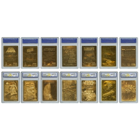 UPC: 0749002304913 | STAR WARS 1996 Original Genuine 23KT Gold Cards – Graded Gem-Mint 10 – SET OF 7