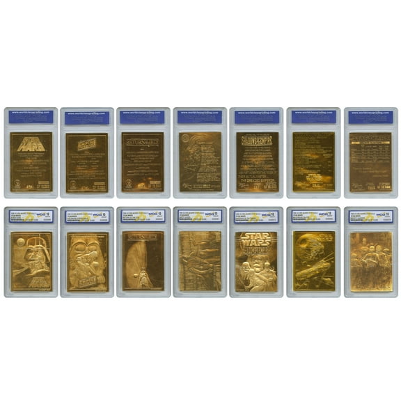 STAR WARS 1996 Original Genuine 23KT Gold Cards - Graded Gem-Mint 10 - SET OF 7