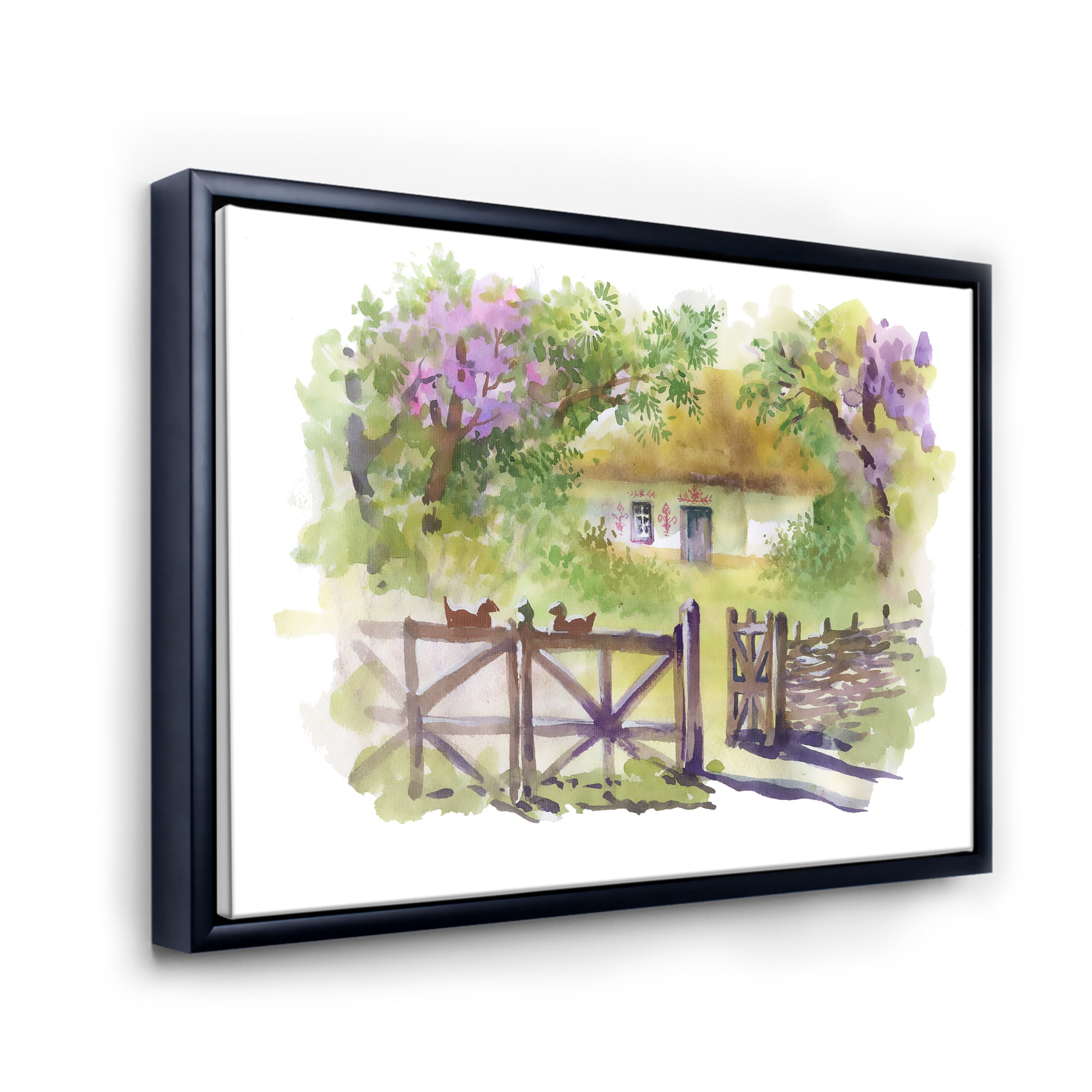 Designart 'Impression of Rustic Cottage In The Woods' Traditional Framed Canvas Wall Art Print