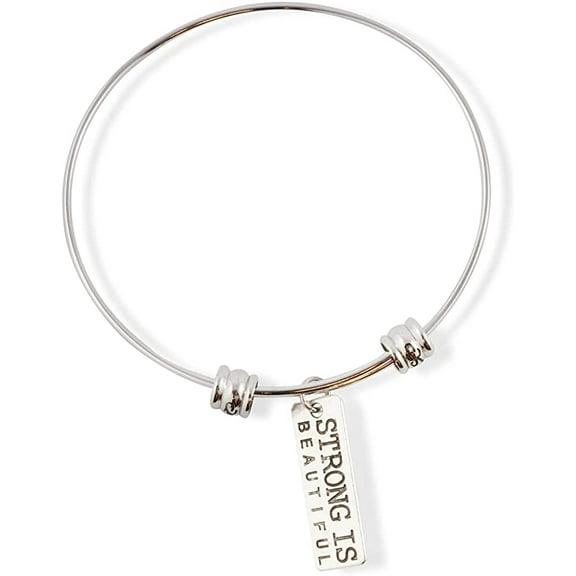 Strong Is Beautiful Inspirational Saying Fancy Charm Bangle