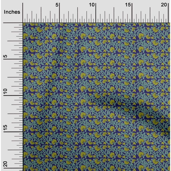 oneOone Viscose Chiffon Fabric Leaves & Floral Block Fabric Prints By Yard 42 Inch Wide