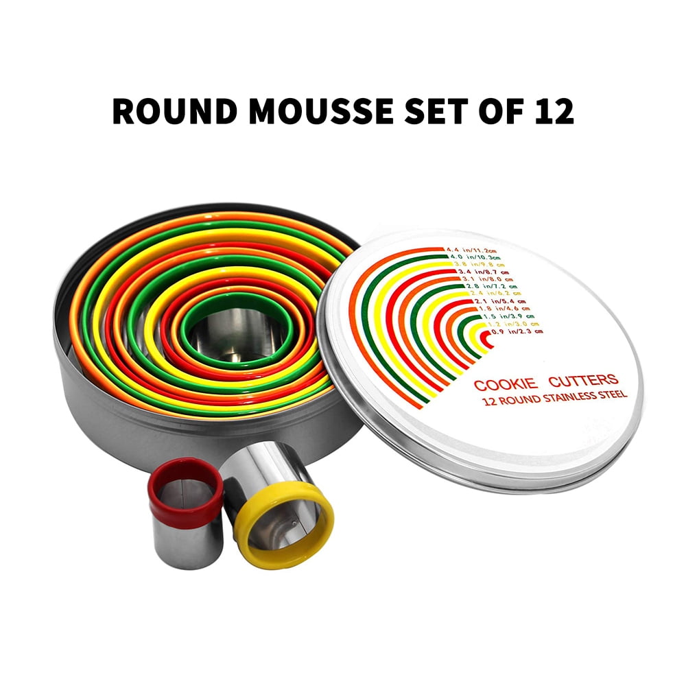 12 Piece Round Cookie Cutter Set, Stainless Steel Dough Cutters