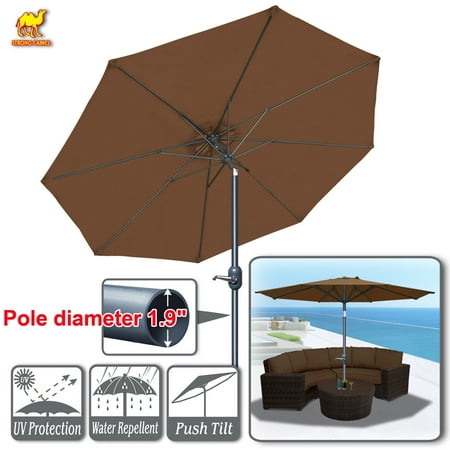 Buy Sun Parasol Strong Camel Patio Umbrella 10' with Tilt and Crank 8 Ribs Outdoor Garden Market Parasol Sunshade (Brown) ()