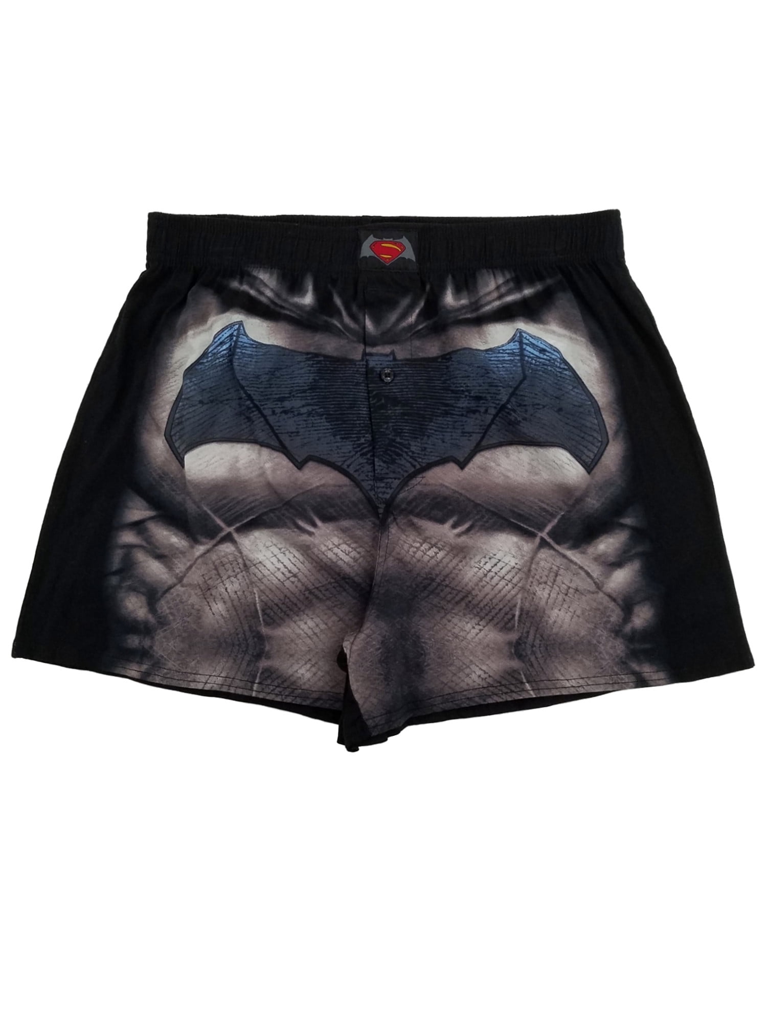 Batman V Superman Mens Black Knit Muscular Bat Symbol Boxer Shorts