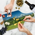 thumbnail image 4 of Germany Cutting Board, Bavarian Alps Village of Berchtesgaden and Watzmann Germany, Decorative Tempered Glass Cutting and Serving Board, Wine Bottle Shape, Forest Green Fern Green, by Ambesonne, 4 of 5