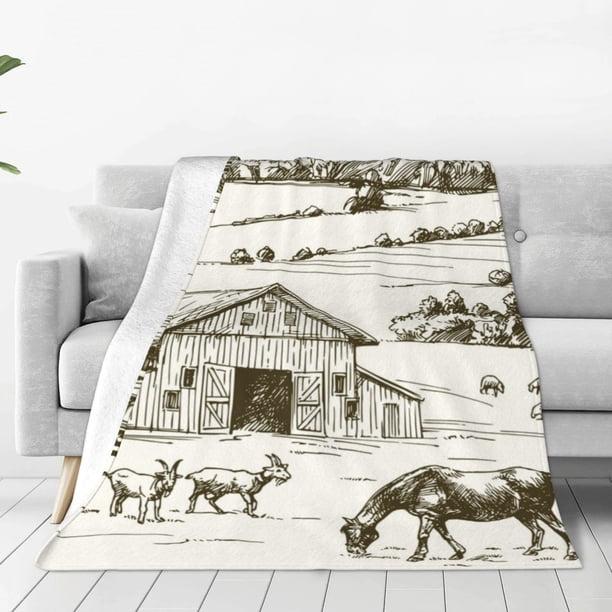 Fotbe Farm Animals 2 Manta de Franela Acolchonada con Estampado, Súper Suave y Esponjosa, Extra Grande para Sofá, Cama, Uso Todo el Año-40"x30"