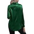 thumbnail image 4 of Innerwin Shirts Long Sleeve Ladies Tunic Tops Office Button Down Soft Blouse Blackish Green M, 4 of 5