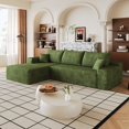 thumbnail image 3 of 107" Plush Corduroy Cloud Sectional Sofa with Chaise, Green, 3 of 8
