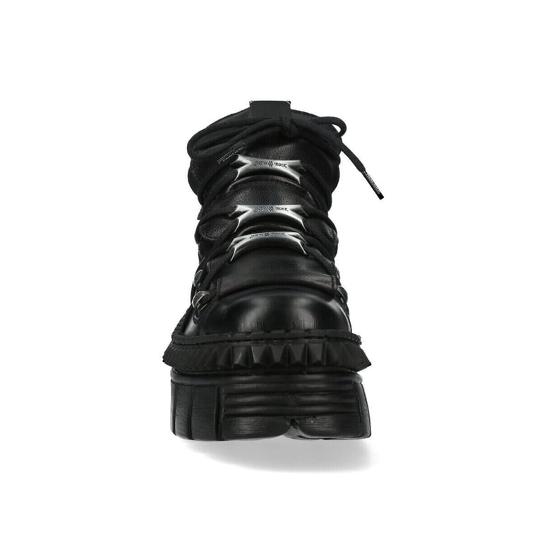 New Rock WALL106-S13 Unisex Black Leather Gothic Boots - Walmart.com