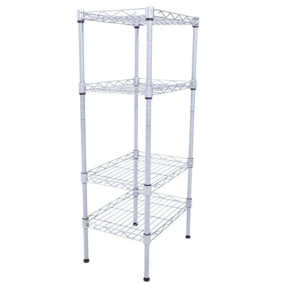 4-Tier Carbon Steel Storage Rack Shelving (Silver Gray)
