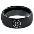 thumbnail image 2 of Tungsten Horoscope Taurus Band Ring 8mm Men Women Comfort Fit Black Dome Brushed Polished, 2 of 4
