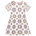 thumbnail image 2 of FORMRS Girls Short Sleeve Dress Summer Casual Round Neck A-line Beach Sundress, Sizes 2T-8T, Blue Abstract Pattern, 2 of 8