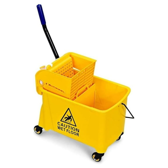 Mop Bucket on Wheels, Portable Mop Bucket with Side Press Wringer & Handle, Ideal for Household, Industrial Floor Cleaning, 21 Quar
