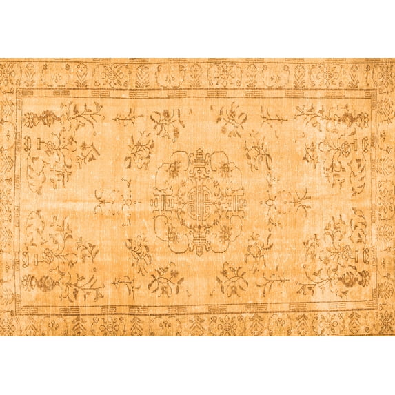 Ahgly Company Indoor Rectangle Abstract Orange Contemporary Area Rugs, 7' x 9'