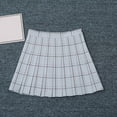 thumbnail image 2 of Womens Plaid Skirt Spring Fall Casual Pleated Skirt A Line Mini Tartan Skirt Party Dance Relaxed Fit Light Gray XS, 2 of 7
