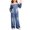 P162 Blue, variant on Tfken Girls Jumpsuit Summer Off The Shoulder Comfy Casual Jumpsuit With Pockets Daily Wear Soft Child Fashion Clothes Size 4-5 Years Blue