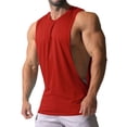 thumbnail image 3 of Difdany Men's Cut Off Shirts Muscular Cut Open Sides Bodybuilding Tank Top Gym Workout T-Shirt Red 3XL, 3 of 8