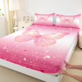 thumbnail image 3 of Homewish Flying Butterfly 3pcs Twin Sheet Sets For Children Teens Female,Stars Bling Glitter Twin Fitted Sheet,Gradient Ombre Pink Breathable Flat Sheet,Microfiber Bedroom Decor, 3 of 7